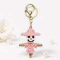 Rhinestone Enamel Scarecrow Keychain Gold Tone Clasp view 3