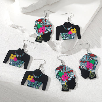Black Acrylic African Figure Drop Earrings Three Styles