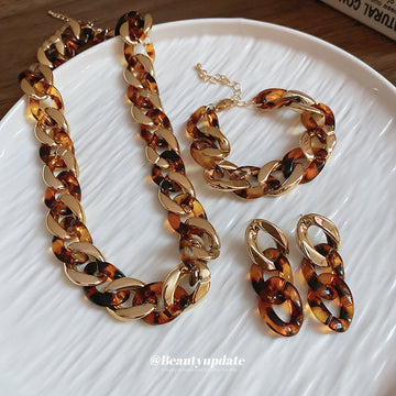Brown Tortoiseshell Chain Jewelry in Four Coordinating Styles