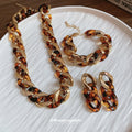 Brown Tortoiseshell Chain Jewelry in Four Coordinating Styles view 1