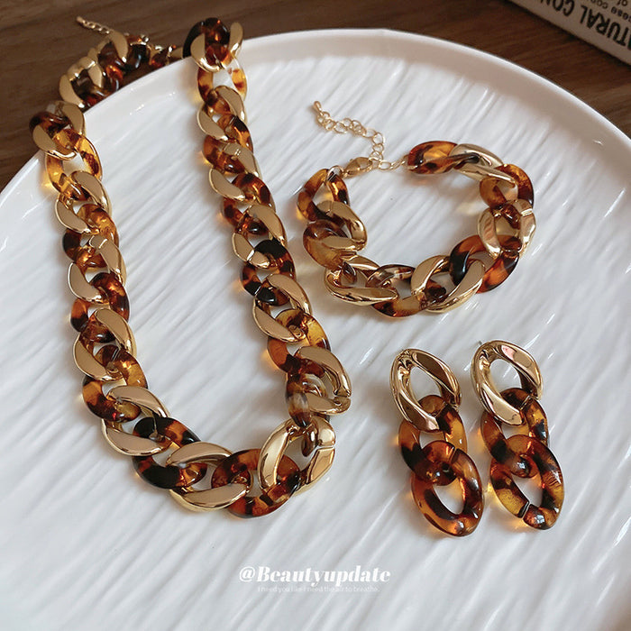 Brown Tortoiseshell Chain Jewelry in Four Coordinating Styles