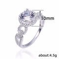 Silver Tone Round Center Ring With Interlocking Pavé Band view 5