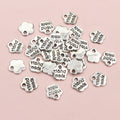 Tiny Handmade Flower Tag Charms in Mixed Metal Tones view 3