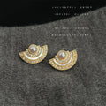 Gold Tone Fan Pearl Stud Earrings In White And Green Shell Styles view 6