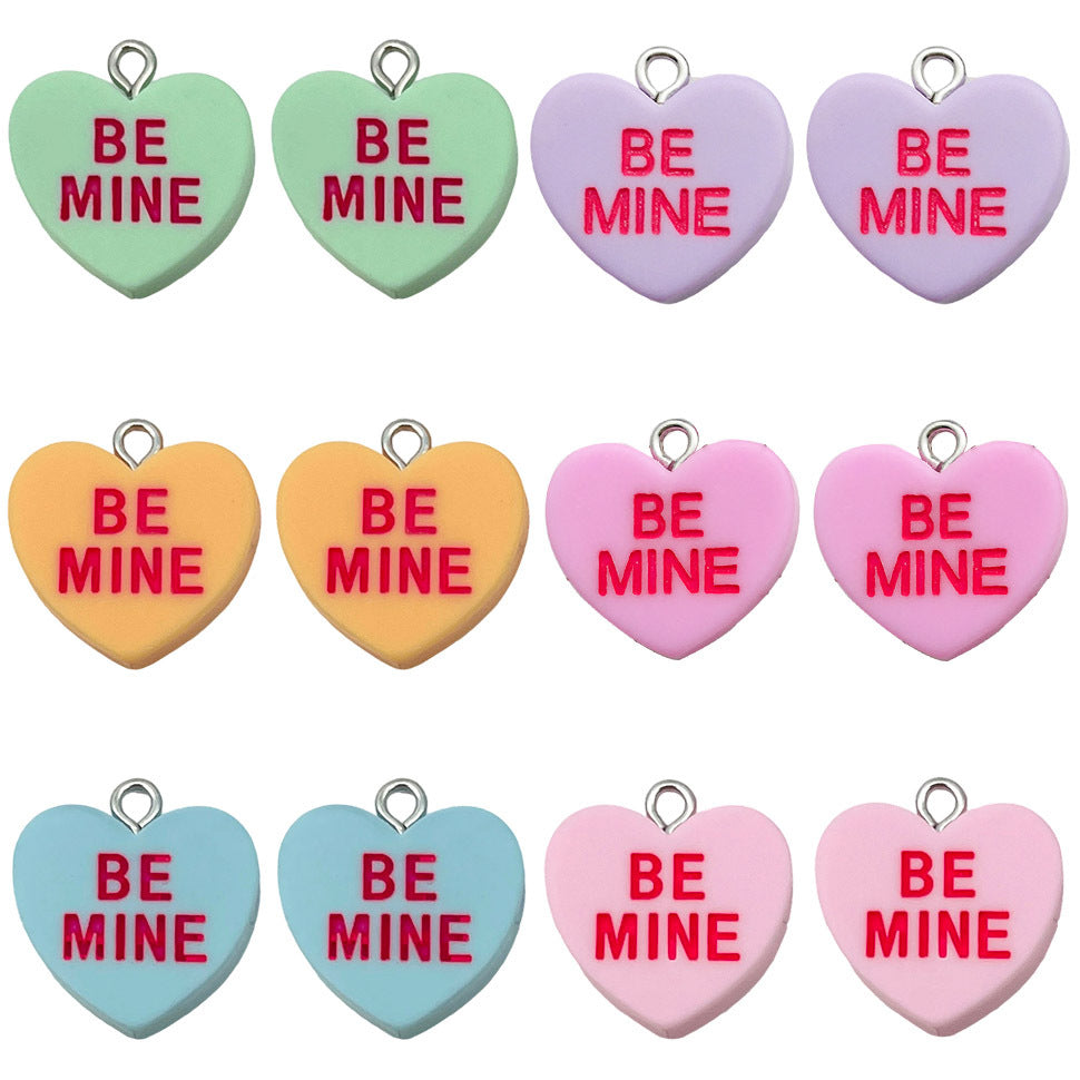 Resin Colorful Letter Heart charm pendants Style 9943 for DIY necklace keychain jewelry making