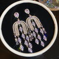 Ornate Stone Chandelier Earrings in Three Color Options view 8