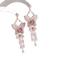 Pink Crystal Butterfly Chandelier Statement Drop Earrings view 5