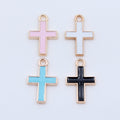 Gold Tone Enamel Cross Charms in Four Colors for Jewelry view 3