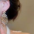 Gold Yellow Crystal Chandelier Drop Earrings Statement Jewelry view 4