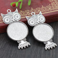 Owl Shaped Round Pendant Bezel Trays in Six Antique Finishes view 4