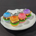 Resin Mini Hamburger Keychains Pink Purple Classic Styles view 1
