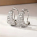 Silver Tone Pave Triangle Lever Back Drop Earrings Pair view 3