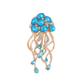 Aqua Gold Tone Flower Two Designs Metal Brooch Pin view 1