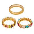 Gold Tone Multicolor Eternity Band Rings Three Designs view 5