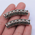 46x14mm 6.2g Antique Silver Zinc Alloy Hollow Curved Tube Beads for DIY Bracelet and Dreadlock Jewelry