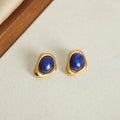 Blue Stone Irregular Frame Pendant Necklace Stud Earrings view 4