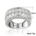Silver Double Row Clear Pave Wide Band Ring Alloy S925 view 5