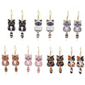 Six Color Cartoon Cat Moving Tail Gold Hook Earrings view 1