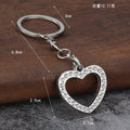 Silver Tone Metal Star and Heart Keychains with Clear Accents view 3