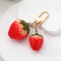 Gold Tone Realistic Resin Strawberry Clip Keychains view 7