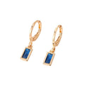 Gold Tone Rectangular Faceted Crystal Huggie Drop Earrings in Seven Colors view 5