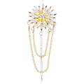 Radiating Crystal Flower Brooch With Layered Chain Fringe view 6