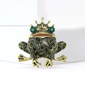Crowned Green Mosaic Frog Brooch With Emerald Crystal Eyes view 2