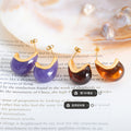 Teardrop Resin Stud Earrings Purple Or Amber Gold Silver view 2