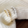 Pearl Look Heart Ear Cuff with Gold Tone Chain Drop view 2