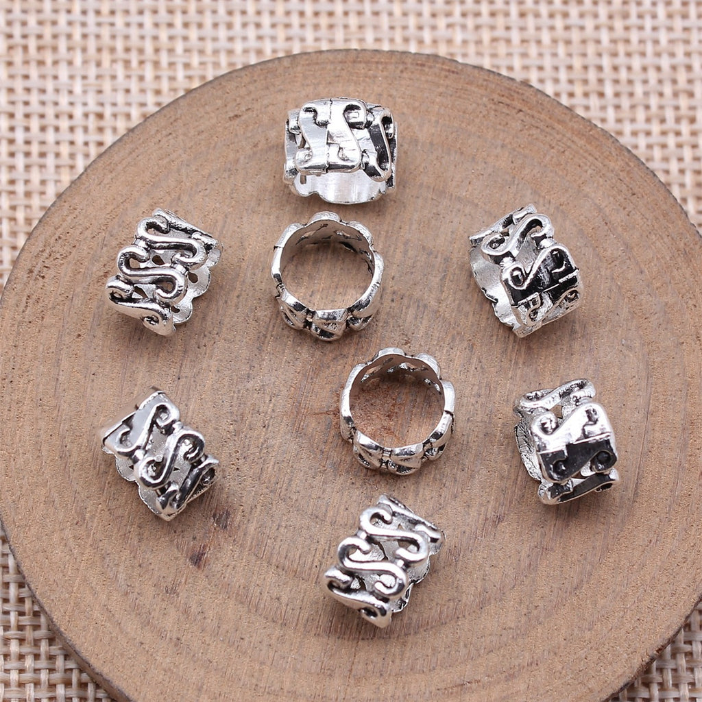 10x10x7mm 0.6g Antique Silver Zinc Alloy S Shape Design Large Hole Beads for Bracelet Making