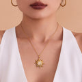 Sun Zircon Pendant And Oval Link Ring Necklaces Gold Steel view 2