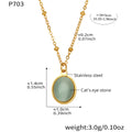 Cat's Eye Oval Pendant Necklaces Gold Silver Large Small Colors view 7