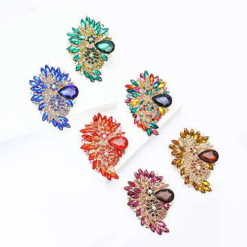 Large Crystal Leaf Teardrop Brooch Six Color Options