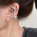 Silver-Tone Pearl And Crystal Asymmetric Ear Cuff Fashion Jewelry view 1