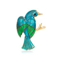 Aqua Green Bird Enamel Metal Brooch Pin for Jackets and Lapels view 1