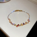 Gold Tone Multicolor Zircon Square Teardrop Bracelet view 6