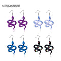 Colorful Patterned Coiled Cobra Novelty Long Hook Earrings view 1