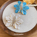 Large Enamel Flower Statement Stud Earrings Two Colors view 2