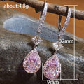 Pink Pavé Teardrop Leverback Drop Earrings Clear Accents view 2