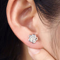 Silver Rose Flower Stud Earrings With Butterfly Backs view 4