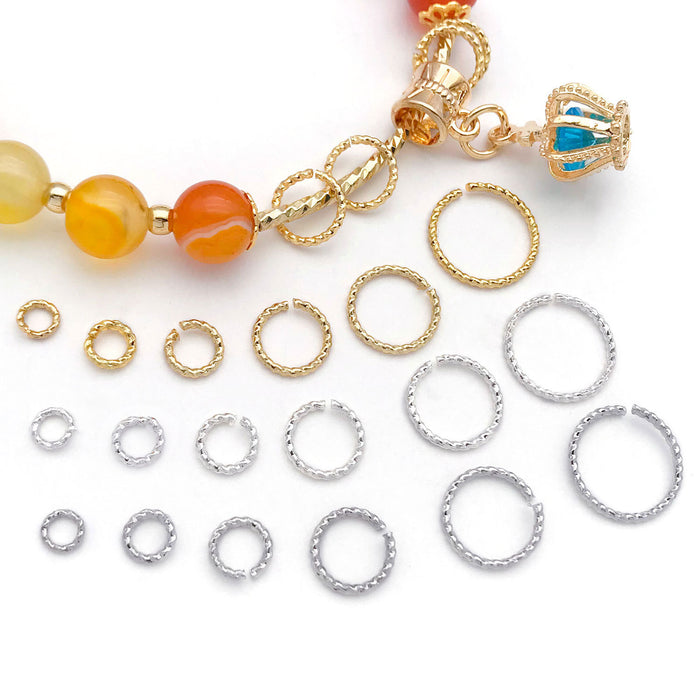 Gold-Tone Twisted Jump Ring Metal Beads with 18 Listed Options