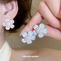 Pastel Crystal Flower Stud Earrings Fashion Jewelry view 2