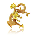 Textured Chinese Dragon Brooch in Four Metallic Colors view 5
