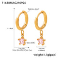 Gold Huggie Hoops Colored Star Glass Drill Charm Drops view 8