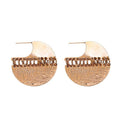 Half Moon Textured Disc Stud Earrings in Gold with Polished Details view 5