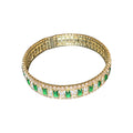 Wide Gold Tone Crystal Bangles With Pink Or Green Stone Patterns view 5