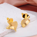 Twisted Satin Finish Sculptural Metal Stud Earrings view 2