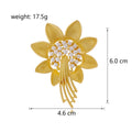 Gold Tone Sunflower Crystal Fringe Metal Brooch Pin view 2
