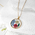 Round Pressed Flower Pendant Necklace and Earring Options view 2
