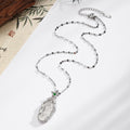 Jade Look Tablet and Leaf Pendant Necklaces 2 Styles view 4